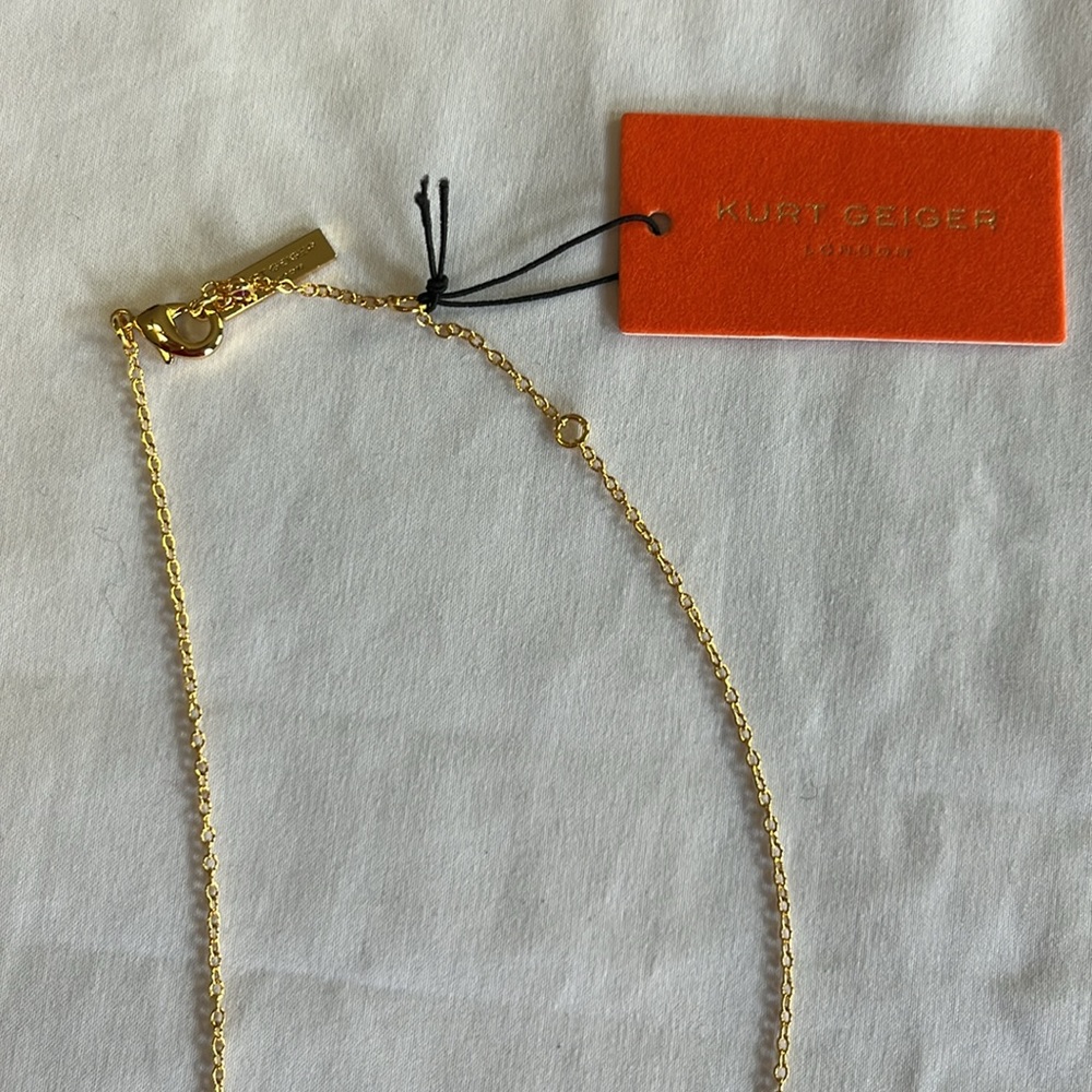 Kurt Geiger Eagle Stone and Crystal Pendant Necklace in Pink and Gold NWT - Picture 7 of 9